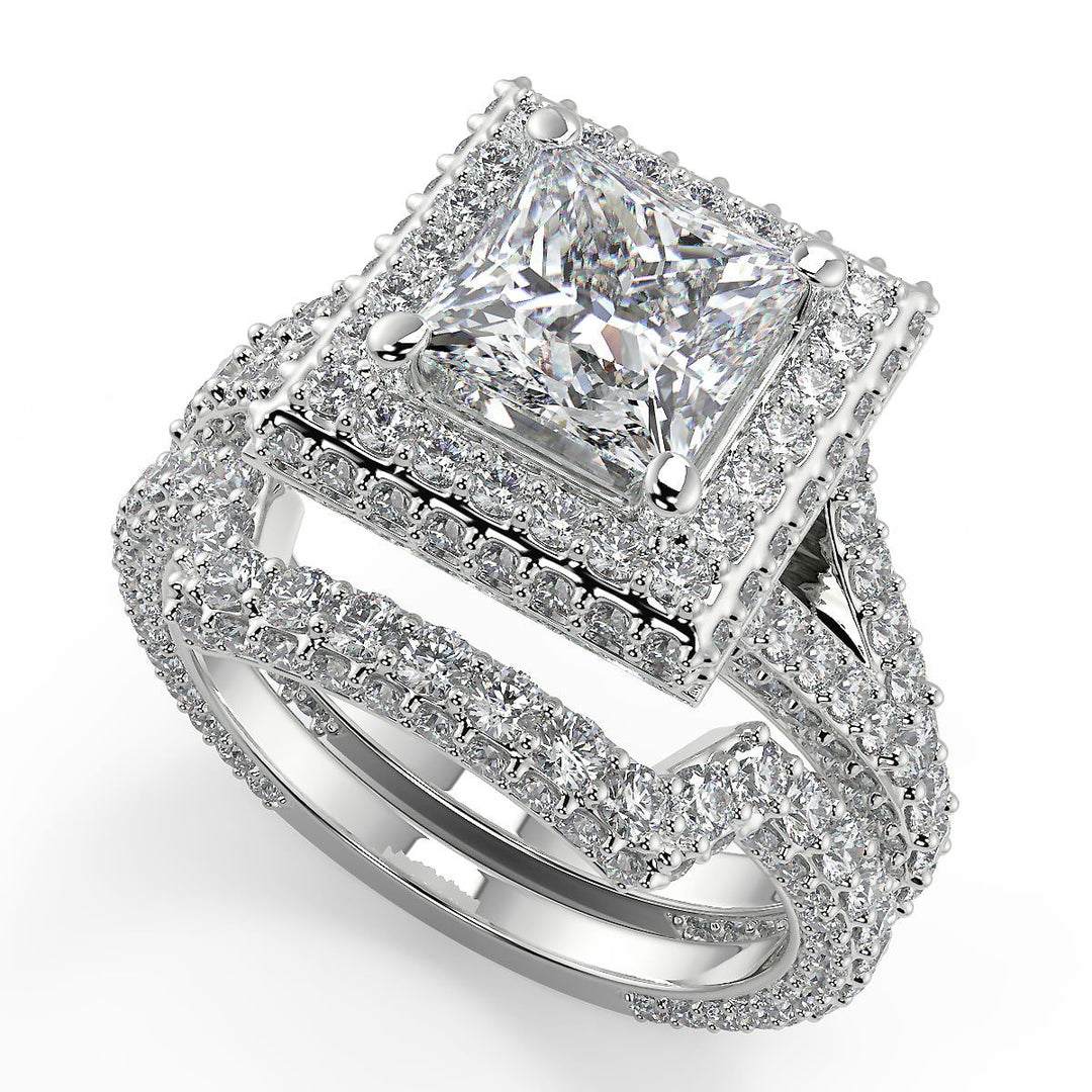 Eva 3 Row Pave Princess Cut Diamond Engagement Ring - Nivetta