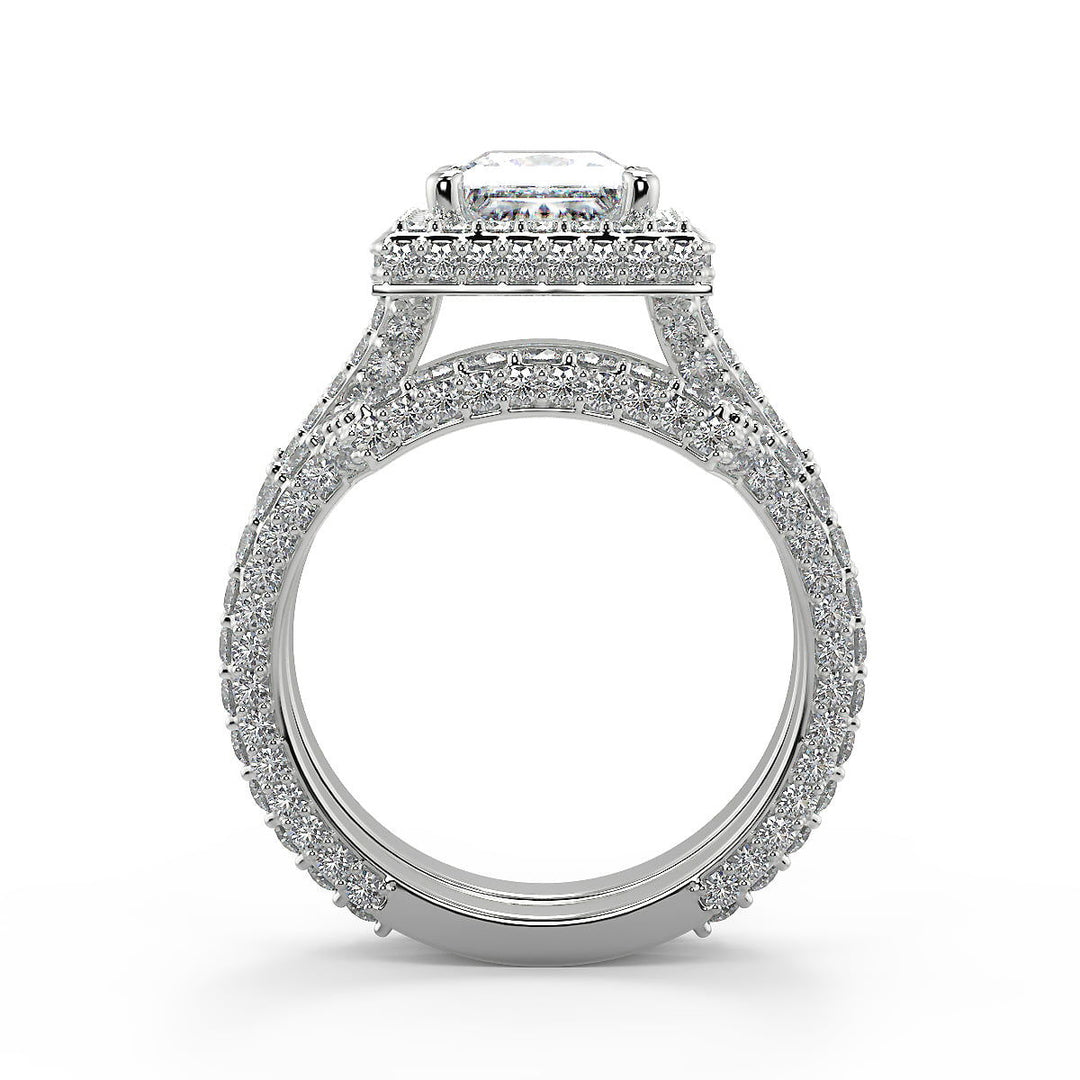 Eva 3 Row Pave Princess Cut Diamond Engagement Ring - Nivetta