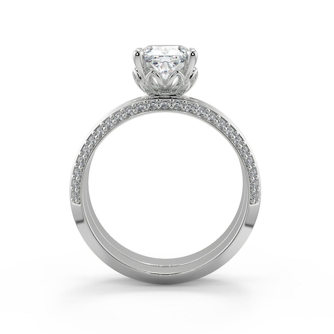 Faith Knife Edge Pave Double Sided Cushion Cut Engagement Ring - Nivetta