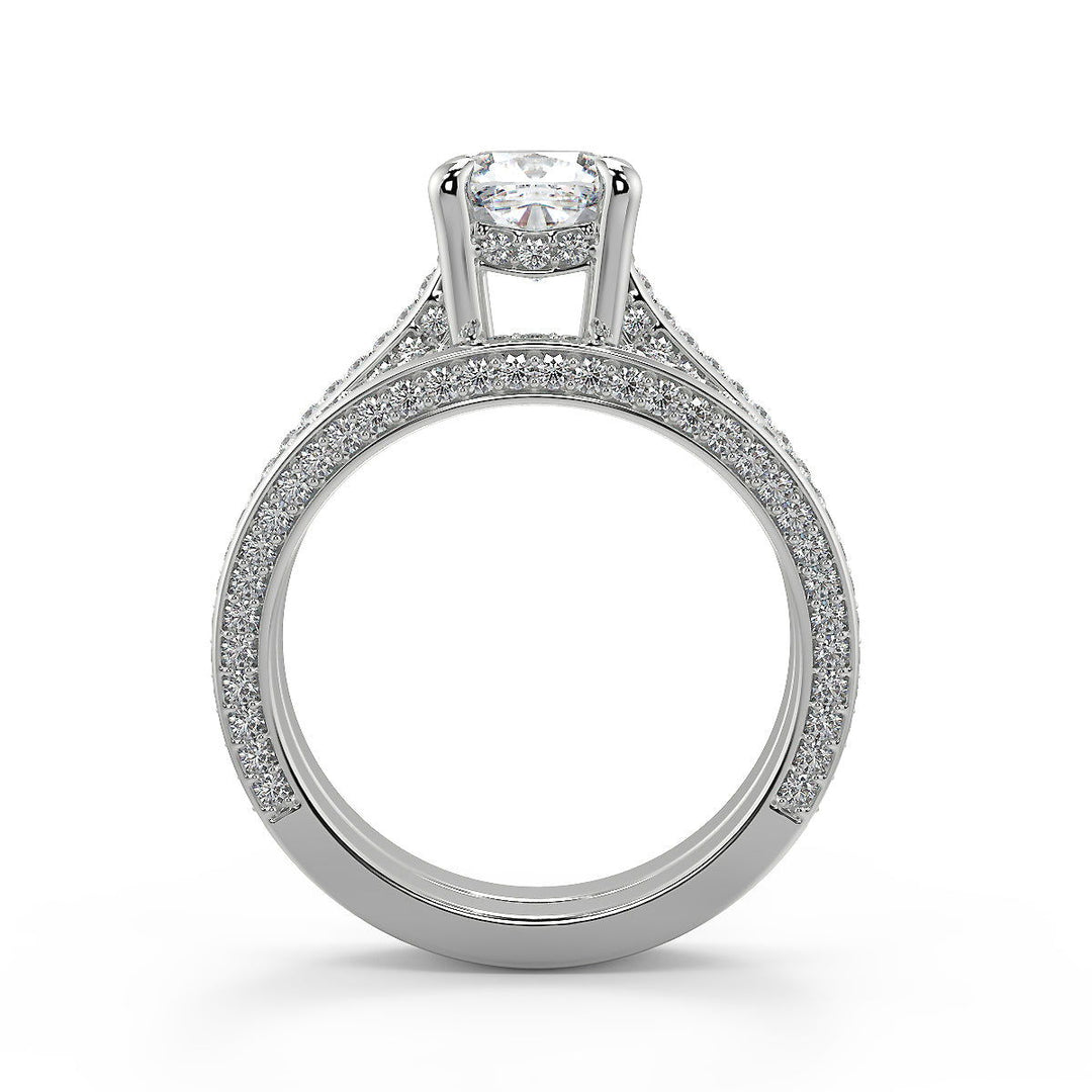 Fatima Micro Pave Double Prong 3 Sided Cushion Cut Diamond Ring - Nivetta