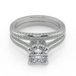 Load image into Gallery viewer, Fatima Micro Pave Double Prong 3 Sided Cushion Cut Diamond Ring - Nivetta