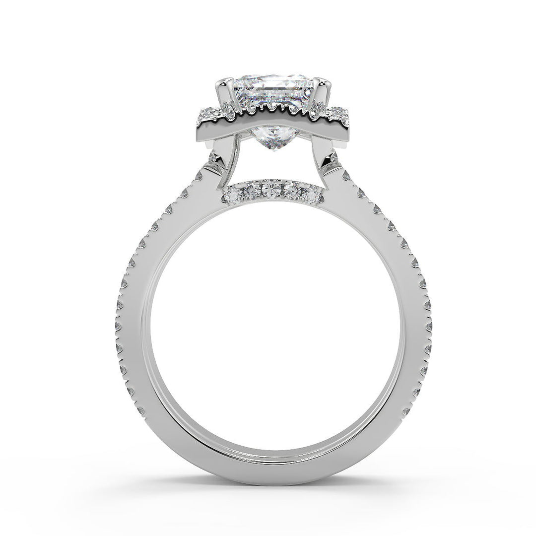 Gabriela Halo Pave Split Shank Princess Cut Engagement Ring - Nivetta