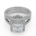 Load image into Gallery viewer, Gabriela Halo Pave Split Shank Princess Cut Engagement Ring - Nivetta