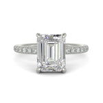 Load image into Gallery viewer, Gabrielle Emerald Cut Pave Hidden Halo 4 Prong Claw Set Engagement Ring Setting - Nivetta