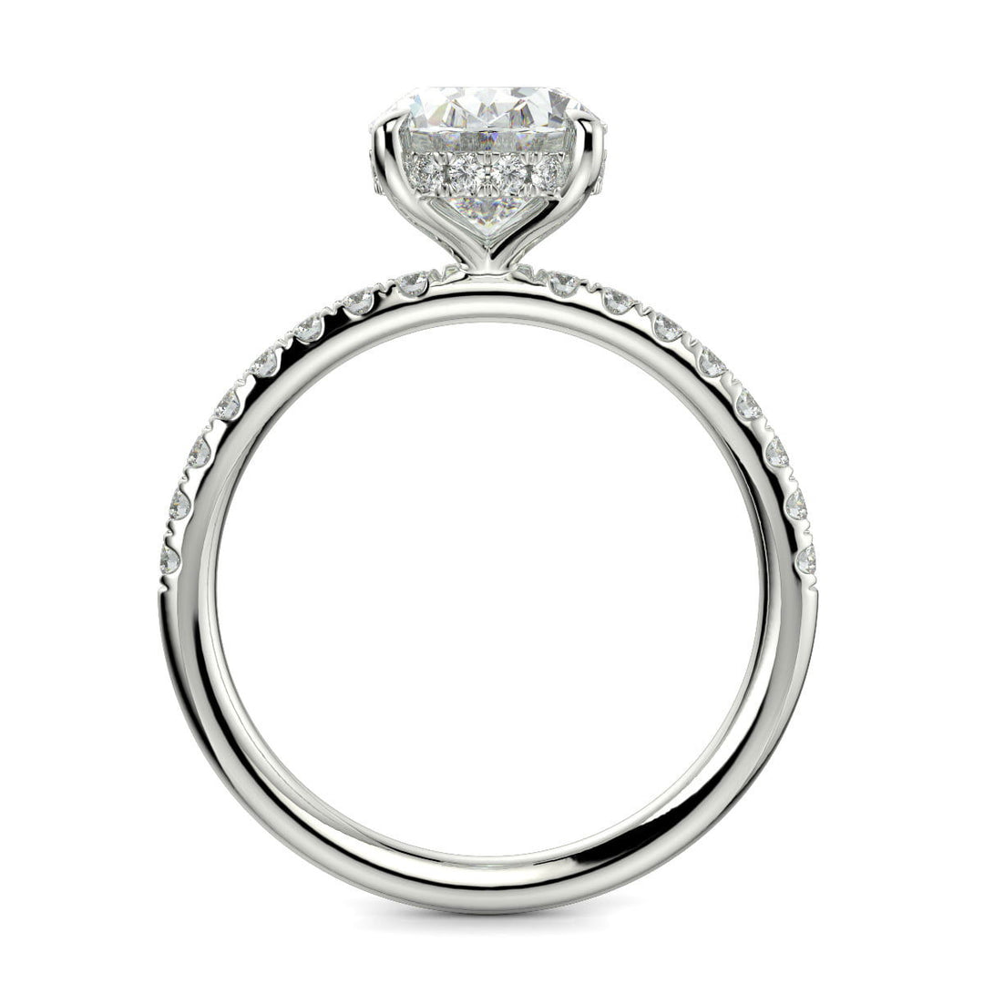 Gabrielle Oval Cut Pave Hidden Halo 4 Prong Claw Set Engagement Ring Setting - Nivetta
