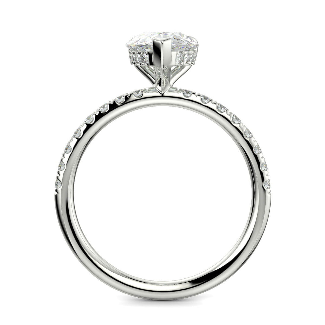 Gabrielle Pear Cut Pave Hidden Halo 4 Prong Claw Set Engagement Ring Setting - Nivetta