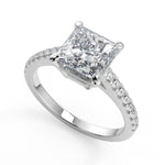 Load image into Gallery viewer, Gemma Classic 4 Prong Pave Princess Cut Diamond Engagement Ring - Nivetta