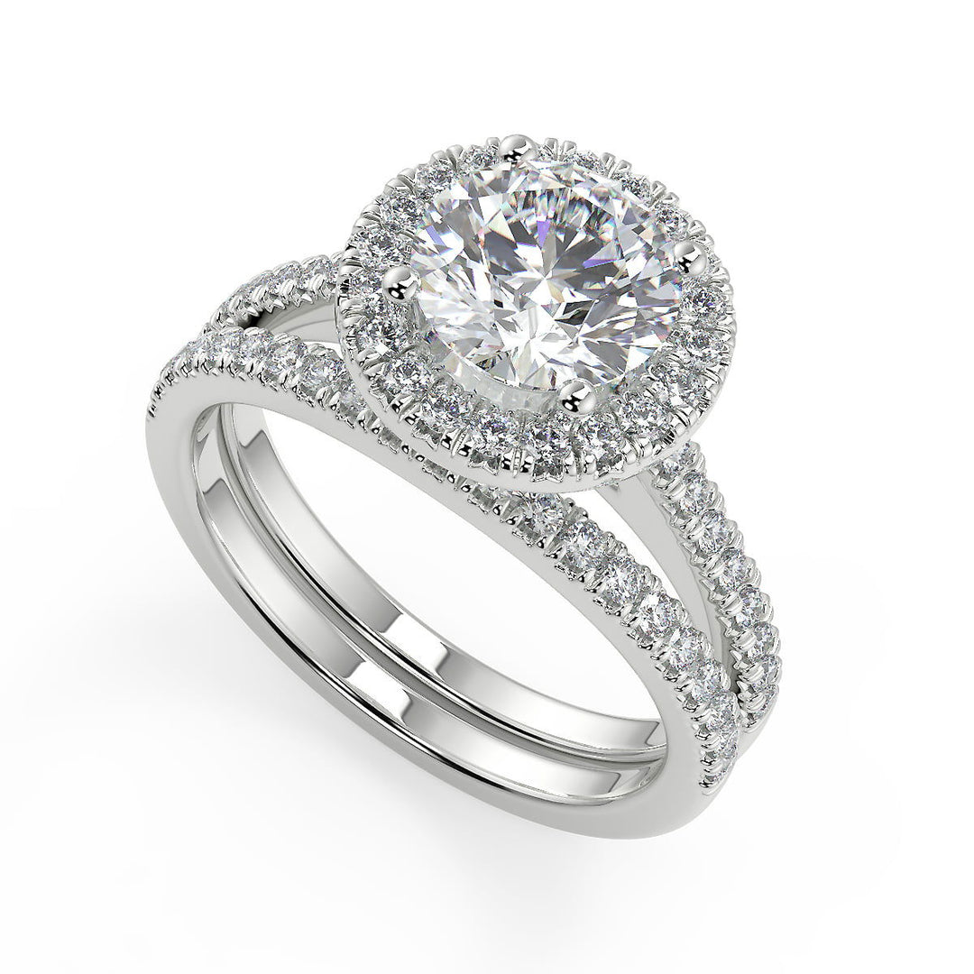 Gillian Halo Pave Round Cut Diamond Engagement Ring - Nivetta