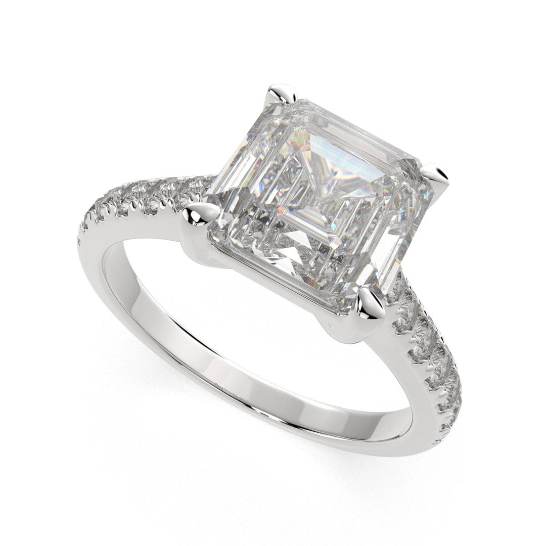 Ginevra Emerald Cut Tapered Engagement Ring Setting - Nivetta