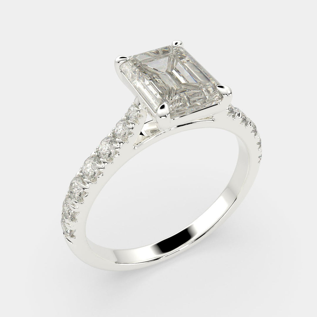 Ginevra Emerald Cut Tapered Engagement Ring Setting - Nivetta