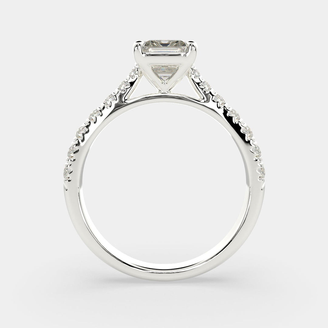 Ginevra Emerald Cut Tapered Engagement Ring Setting - Nivetta