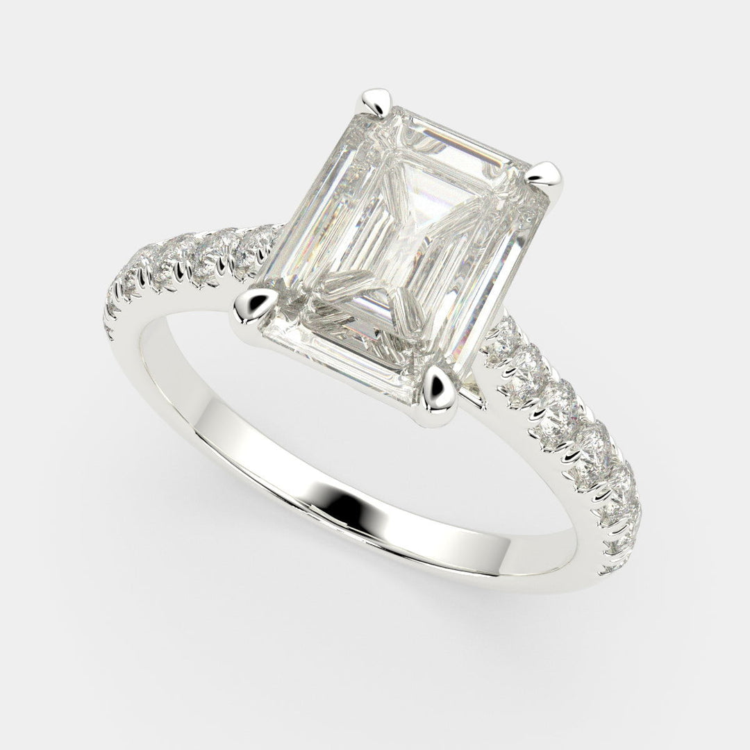 Ginevra Emerald Cut Tapered Engagement Ring Setting - Nivetta