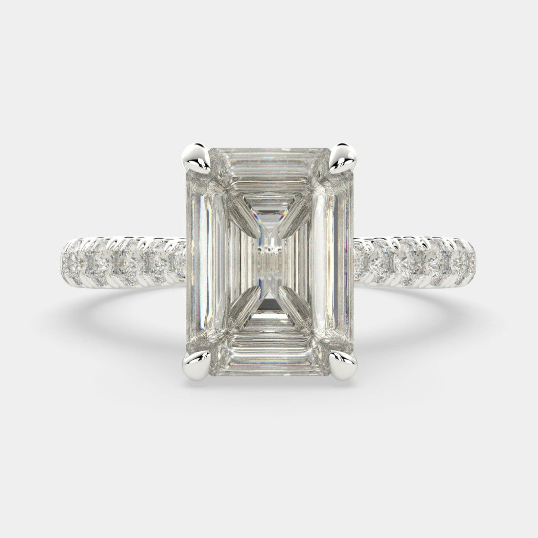 Ginevra Emerald Cut Tapered Engagement Ring Setting - Nivetta