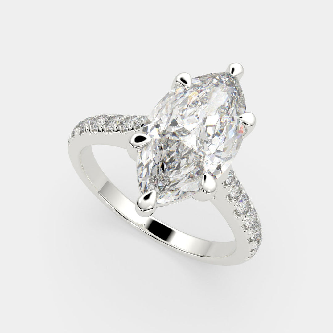 Ginevra Marquise Cut Tapered Engagement Ring Setting - Nivetta
