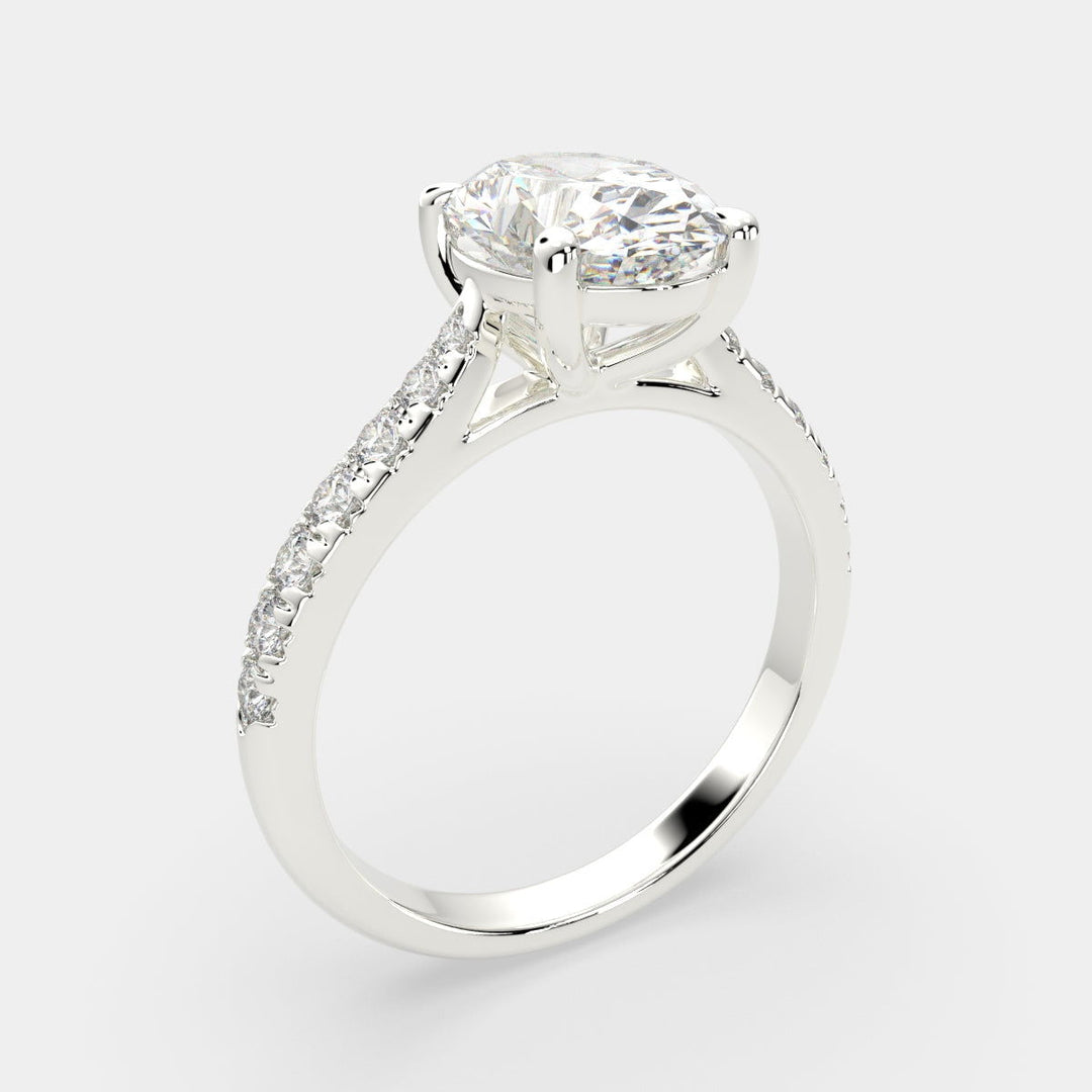 Ginevra Oval Cut Tapered Engagement Ring Setting - Nivetta