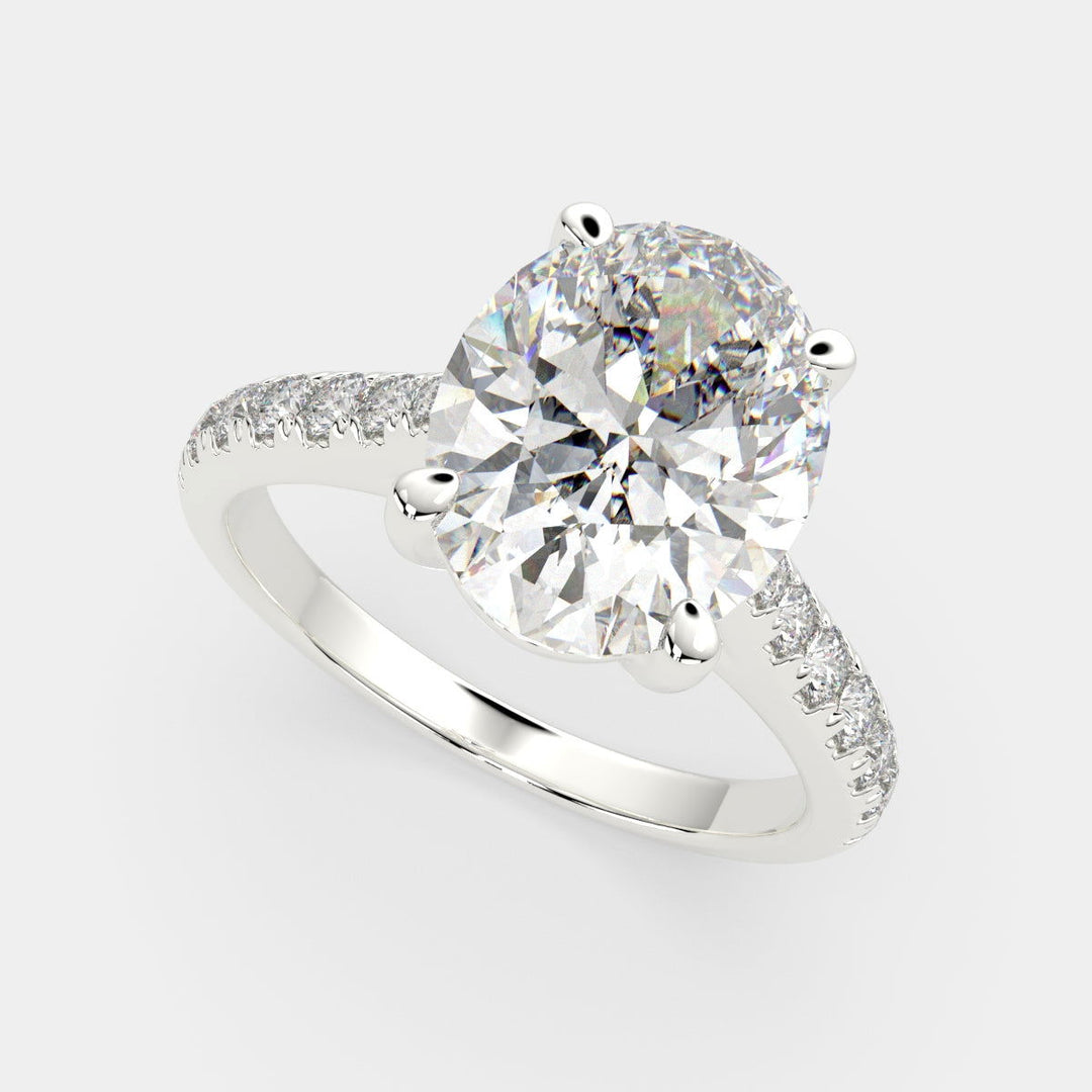 Ginevra Oval Cut Tapered Engagement Ring Setting - Nivetta