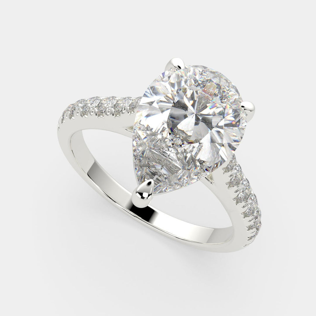 Ginevra Pear Cut Tapered Engagement Ring Setting - Nivetta