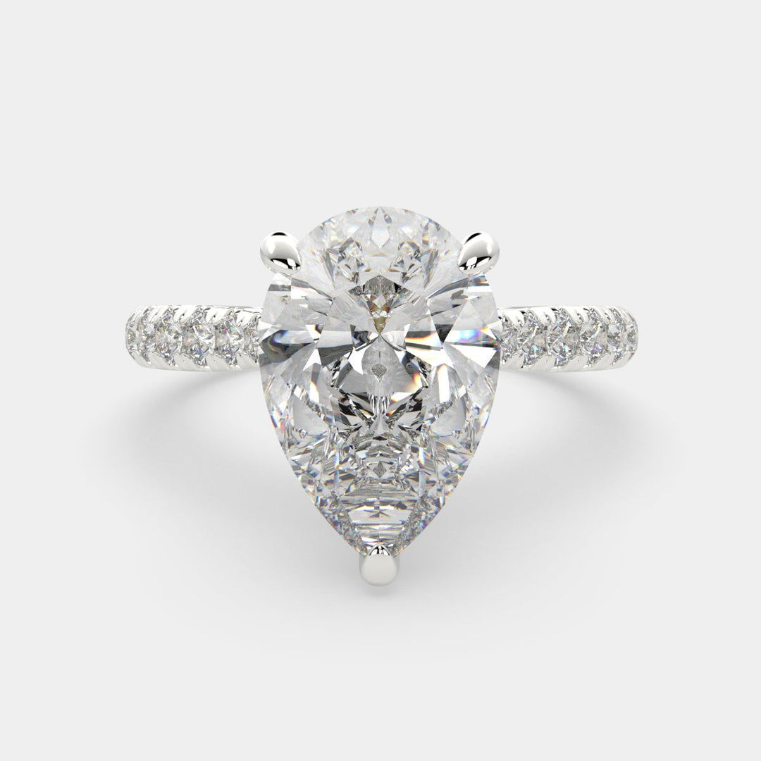 Ginevra Pear Cut Tapered Engagement Ring Setting - Nivetta