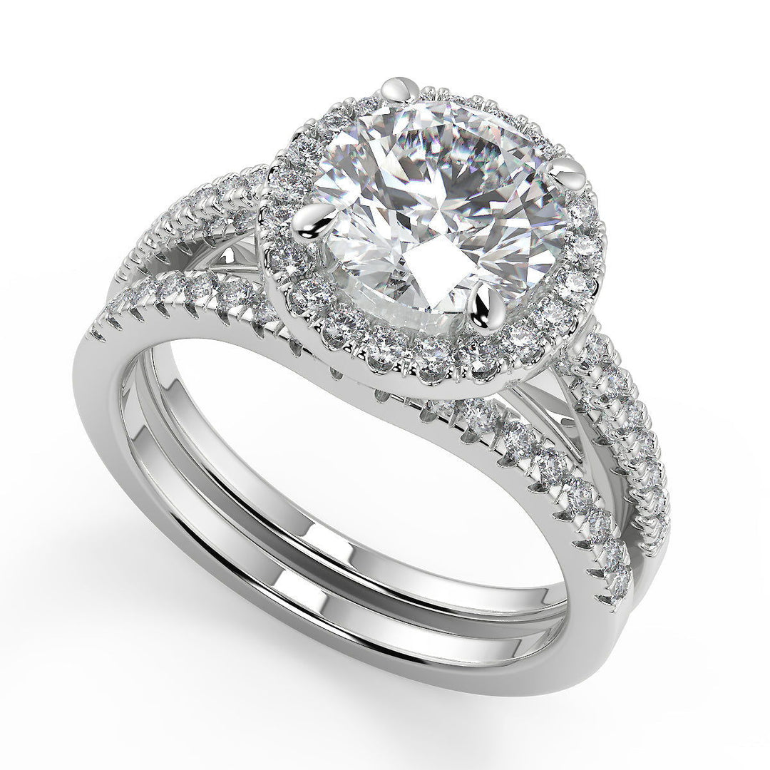 Hadley Pave Halo Round Cut Diamond Engagement Ring - Nivetta