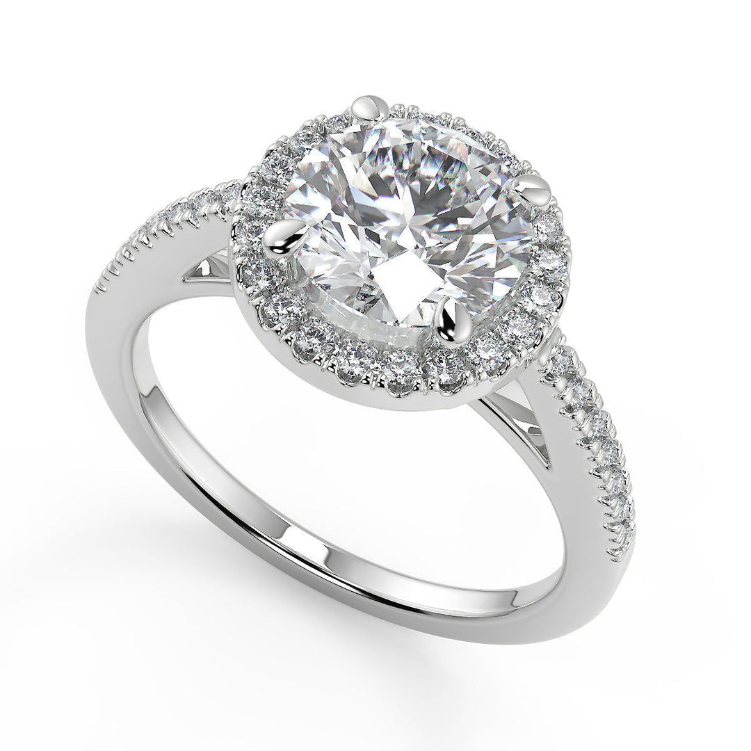 Hadley Pave Halo Round Cut Diamond Engagement Ring - Nivetta
