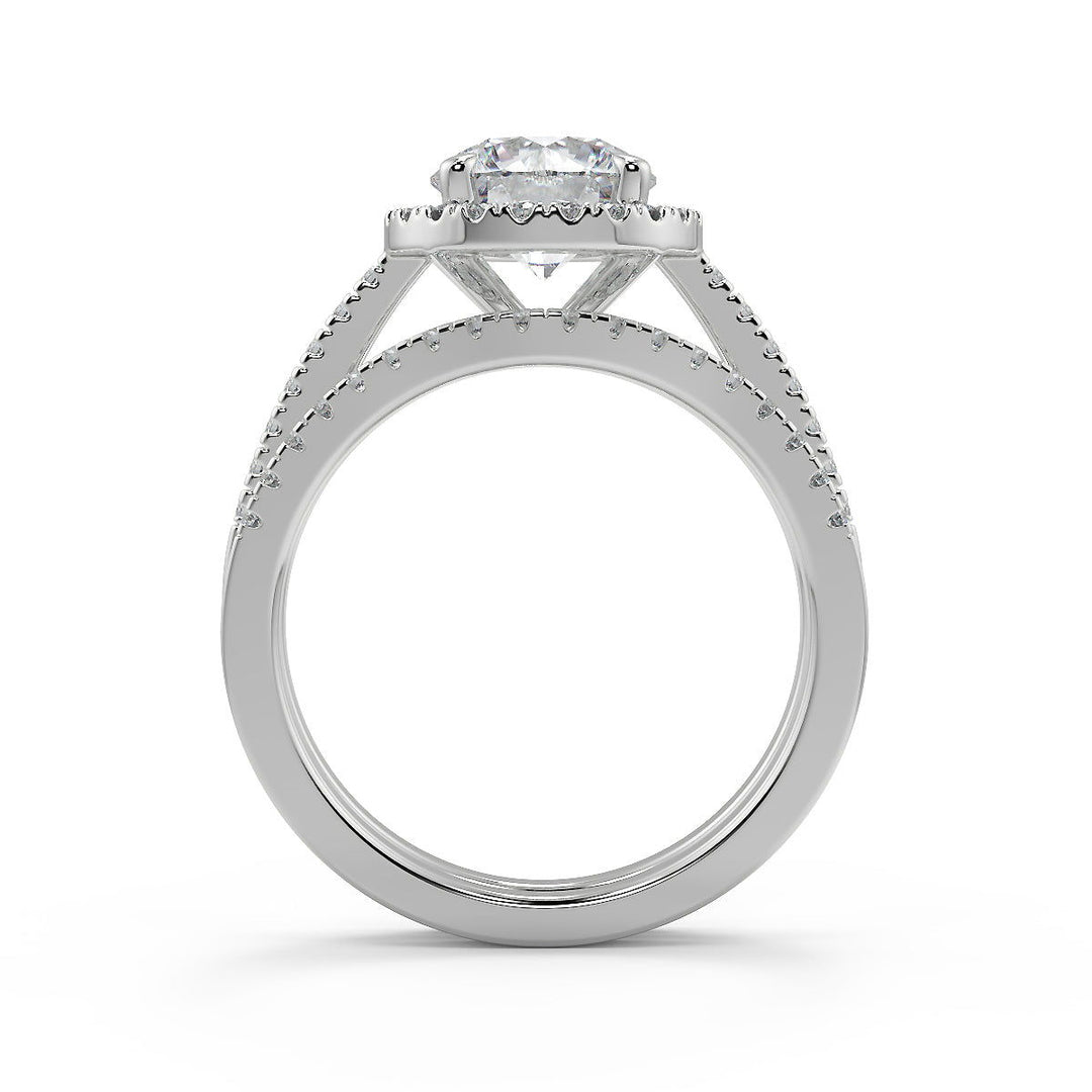 Hadley Pave Halo Round Cut Diamond Engagement Ring - Nivetta