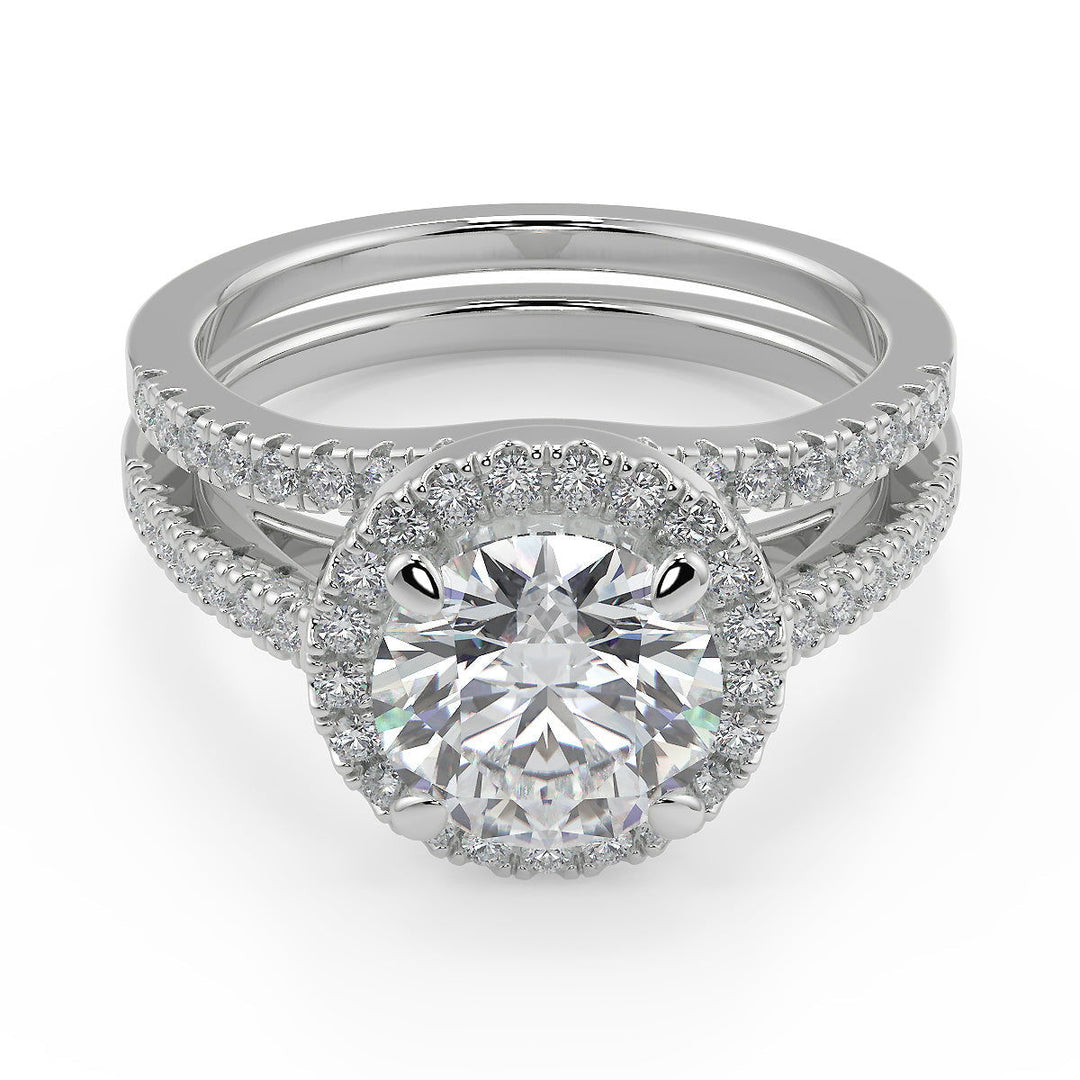 Hadley Pave Halo Round Cut Diamond Engagement Ring - Nivetta