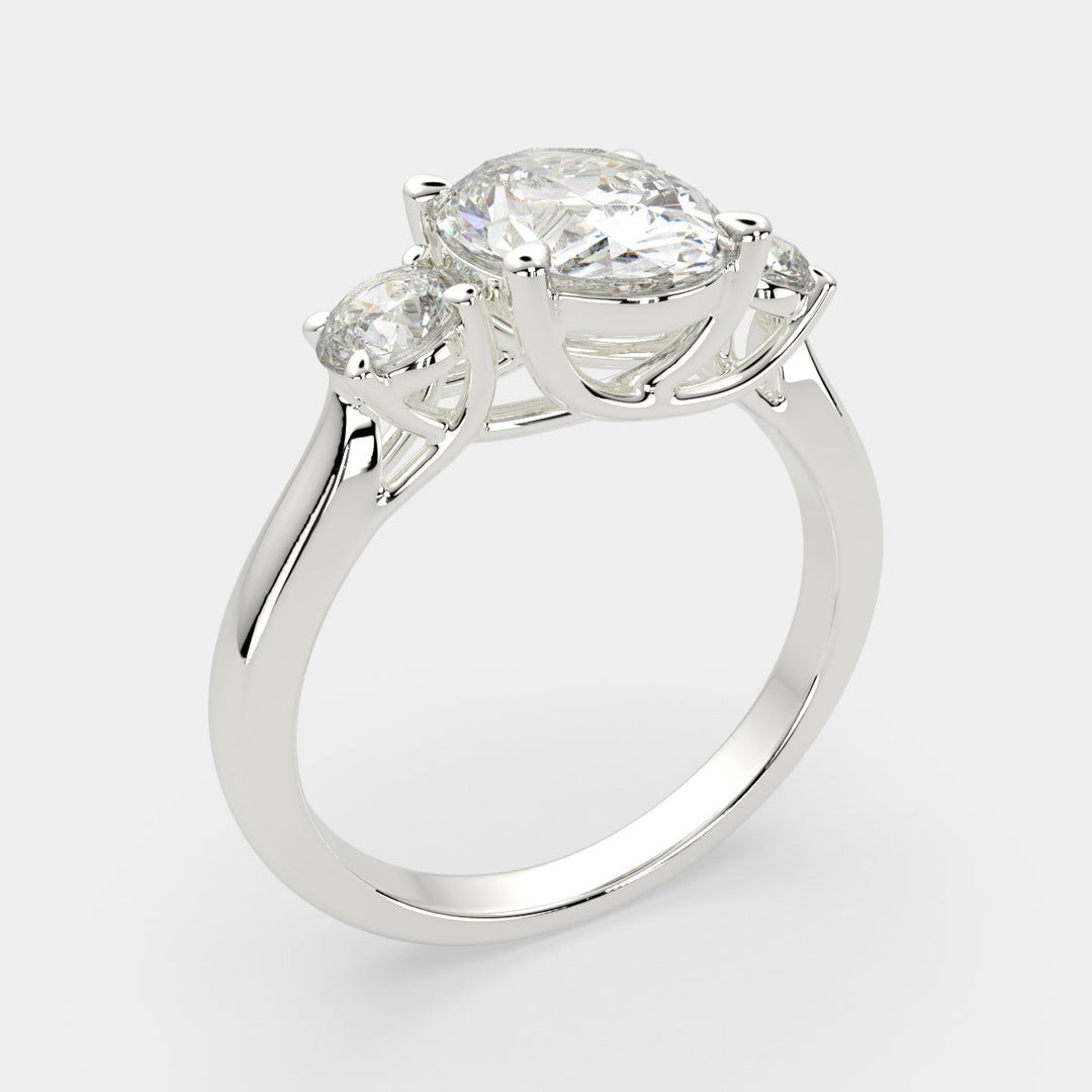 Hana Oval Cut 3 Stone Engagement Ring Setting - Nivetta
