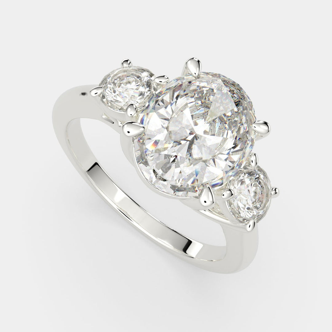 Hana Oval Cut 3 Stone Engagement Ring Setting - Nivetta