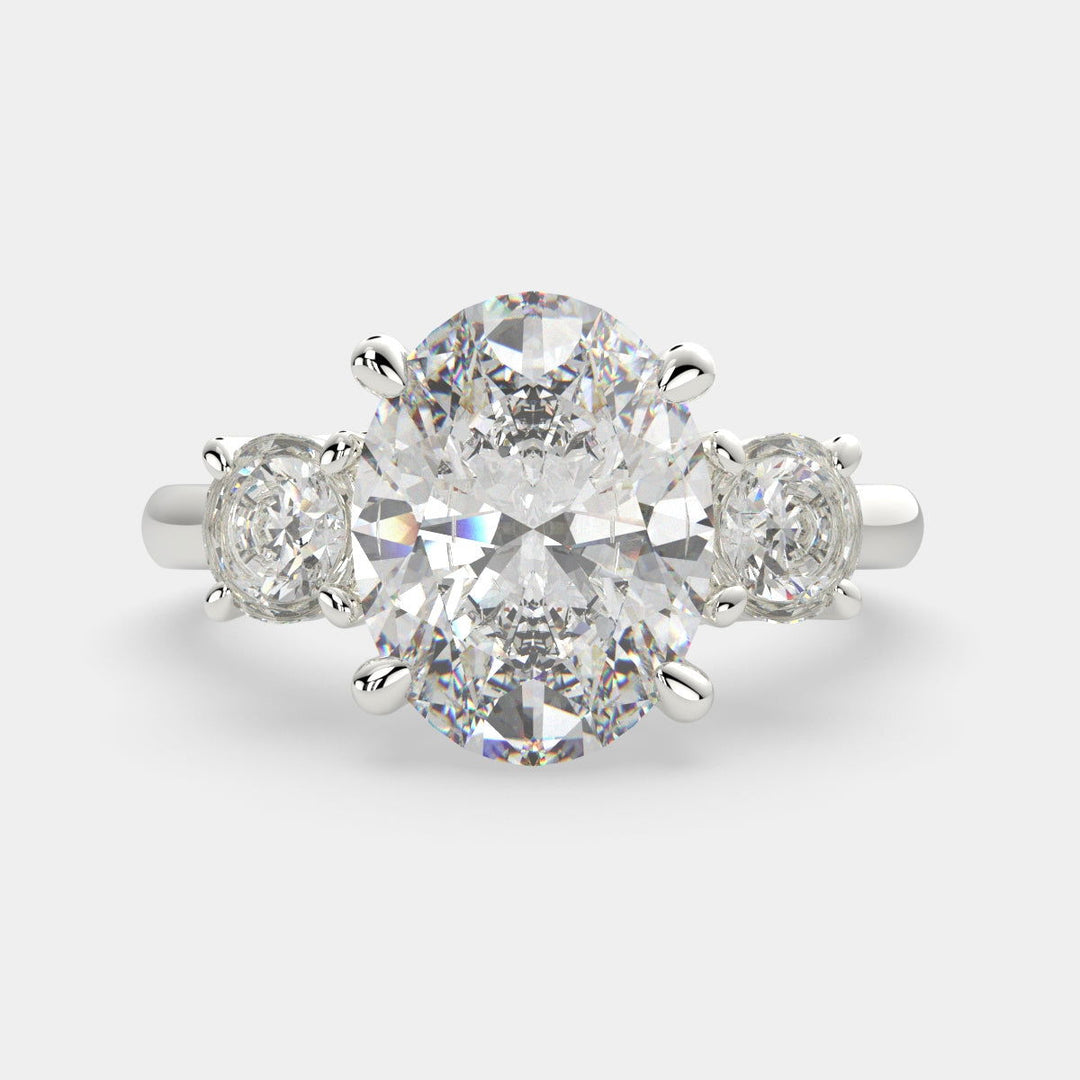 Hana Oval Cut 3 Stone Engagement Ring Setting - Nivetta