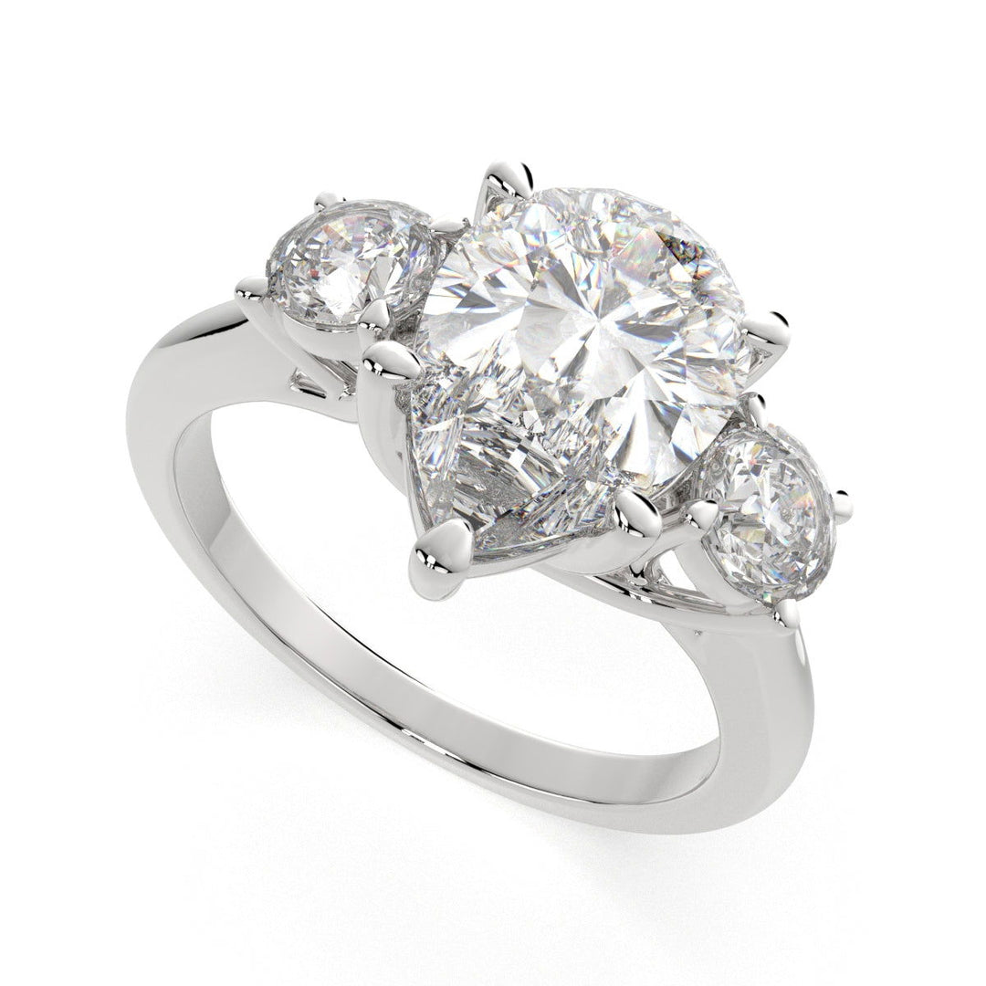 Hana Pear Cut 3 Stone Engagement Ring Setting - Nivetta