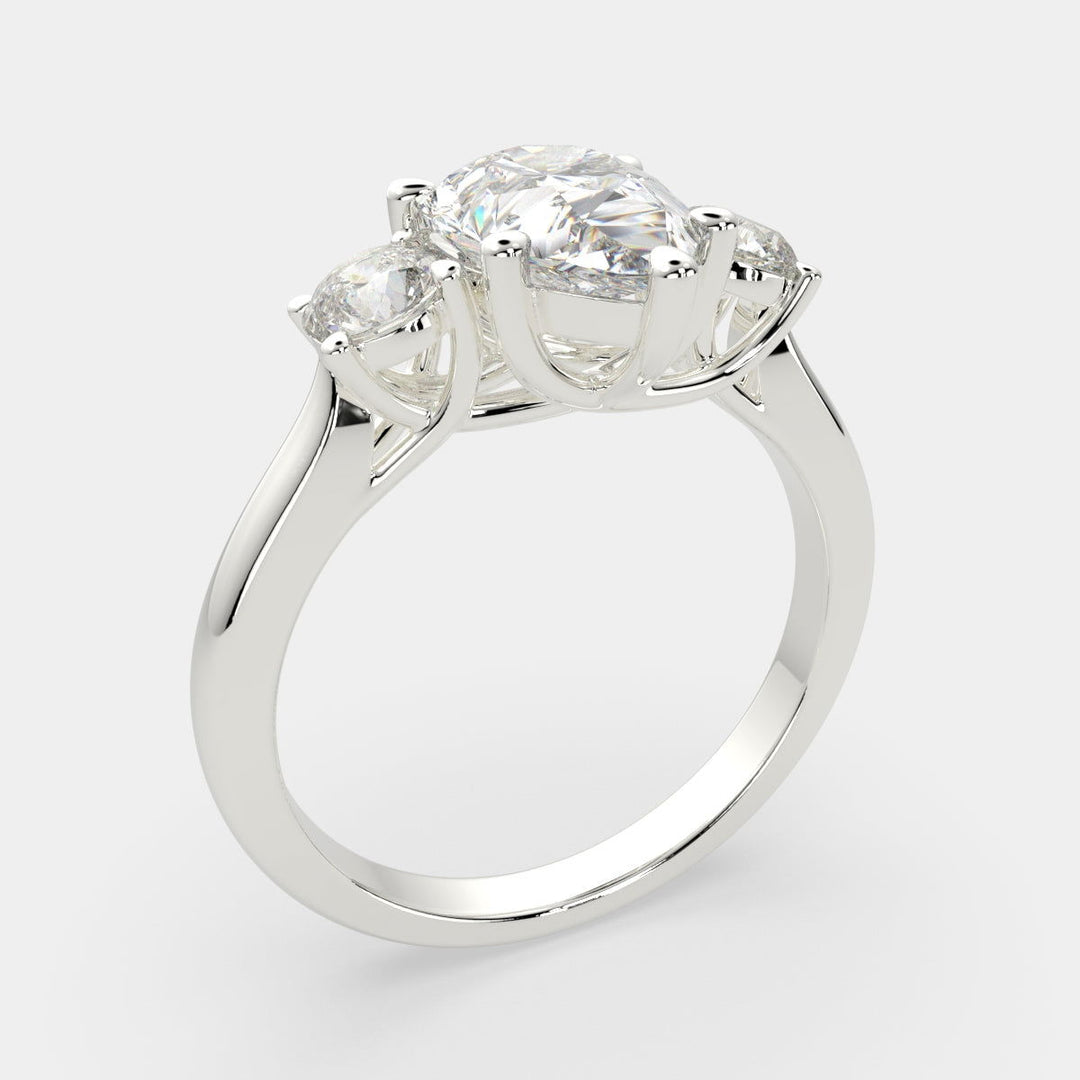 Hana Pear Cut 3 Stone Engagement Ring Setting - Nivetta