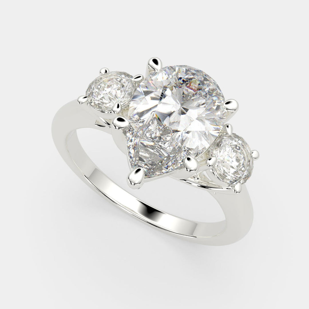 Hana Pear Cut 3 Stone Engagement Ring Setting - Nivetta