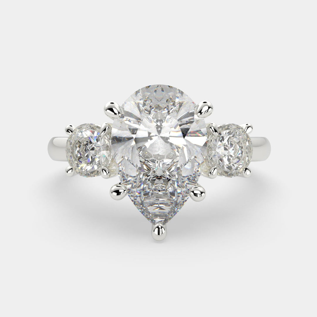 Hana Pear Cut 3 Stone Engagement Ring Setting - Nivetta