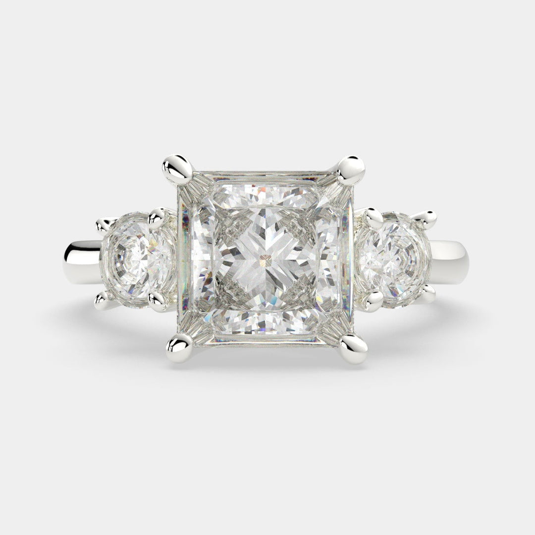 Hana Princess Cut 3 Stone Engagement Ring Setting - Nivetta