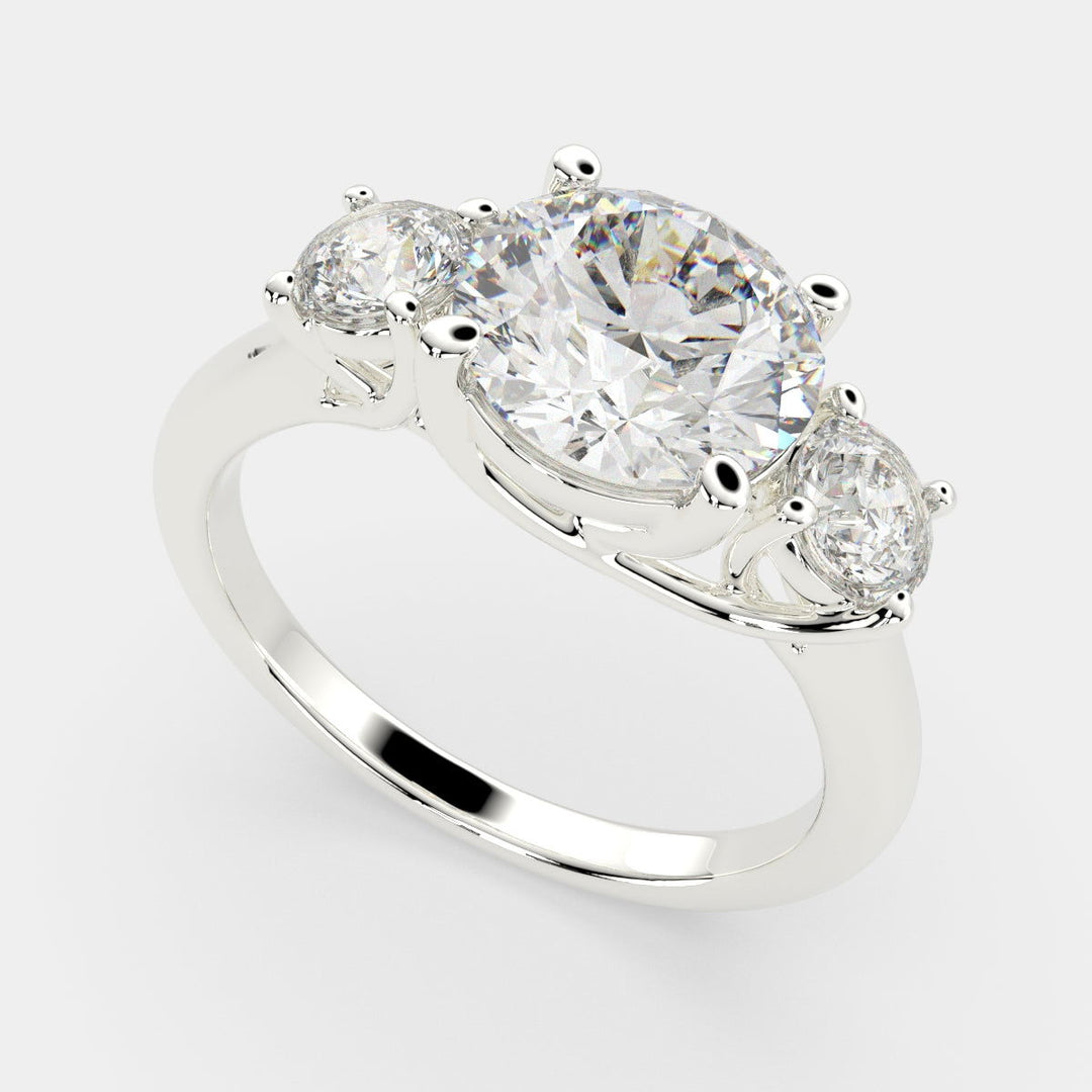 Hana Round Cut 3 Stone Engagement Ring Setting - Nivetta