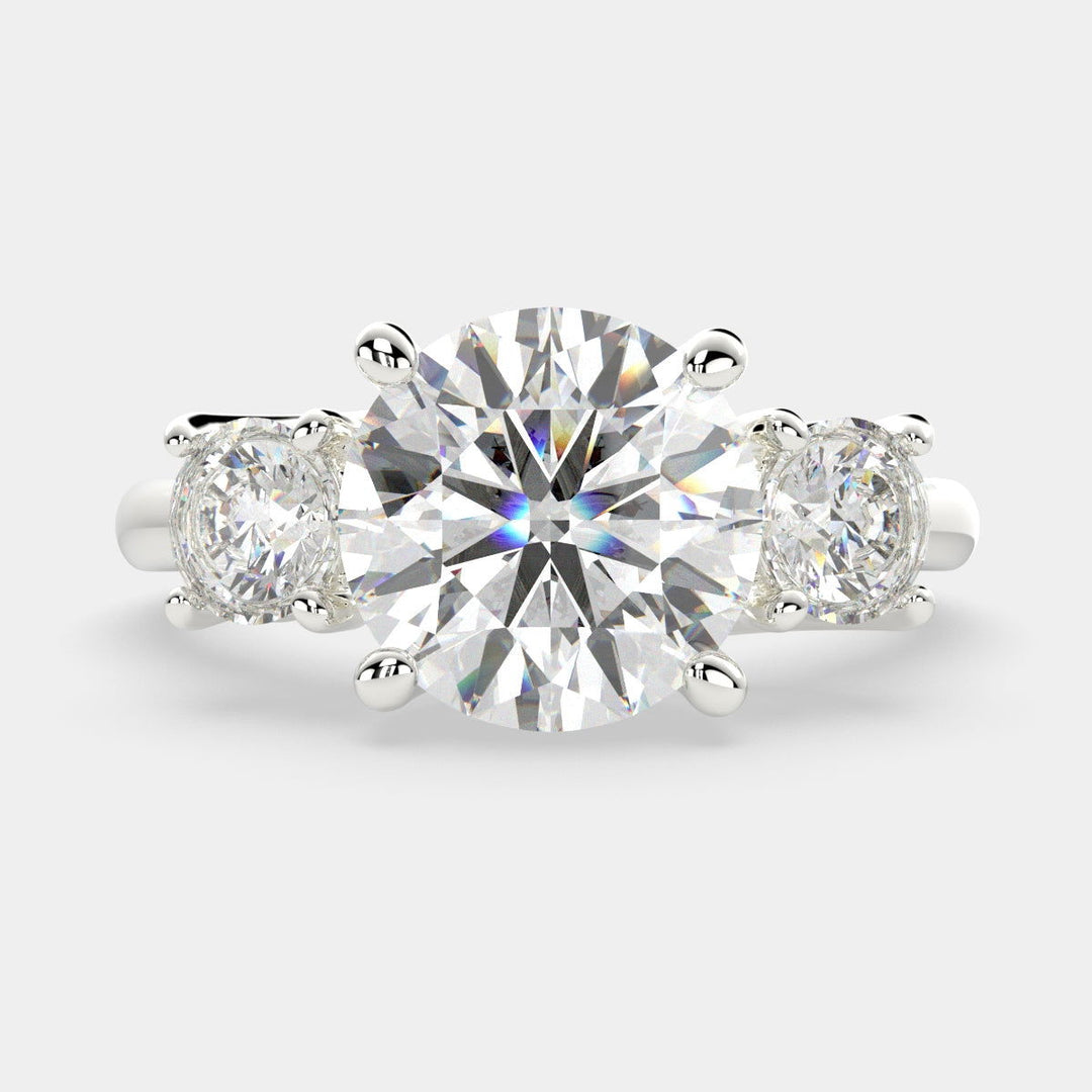 Hana Round Cut 3 Stone Engagement Ring Setting - Nivetta