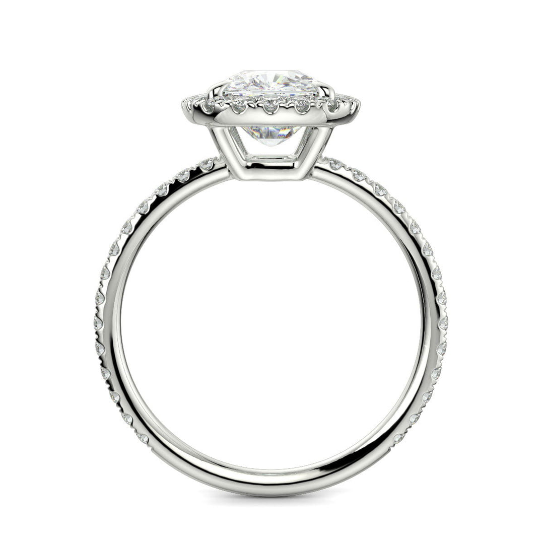 Hanna Cushion Cut Pave Halo 4 Prong Claw Set Engagement Ring Setting - Nivetta