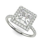 Load image into Gallery viewer, Hanna Princess Cut Pave Halo 4 Prong Claw Set Engagement Ring Setting - Nivetta