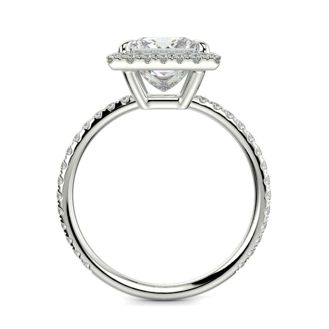 Hanna Princess Cut Pave Halo 4 Prong Claw Set Engagement Ring Setting - Nivetta