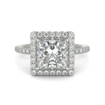 Load image into Gallery viewer, Hanna Princess Cut Pave Halo 4 Prong Claw Set Engagement Ring Setting - Nivetta