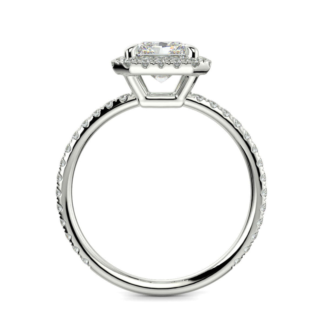 Hanna Radiant Cut Pave Halo 4 Prong Claw Set Engagement Ring Setting - Nivetta