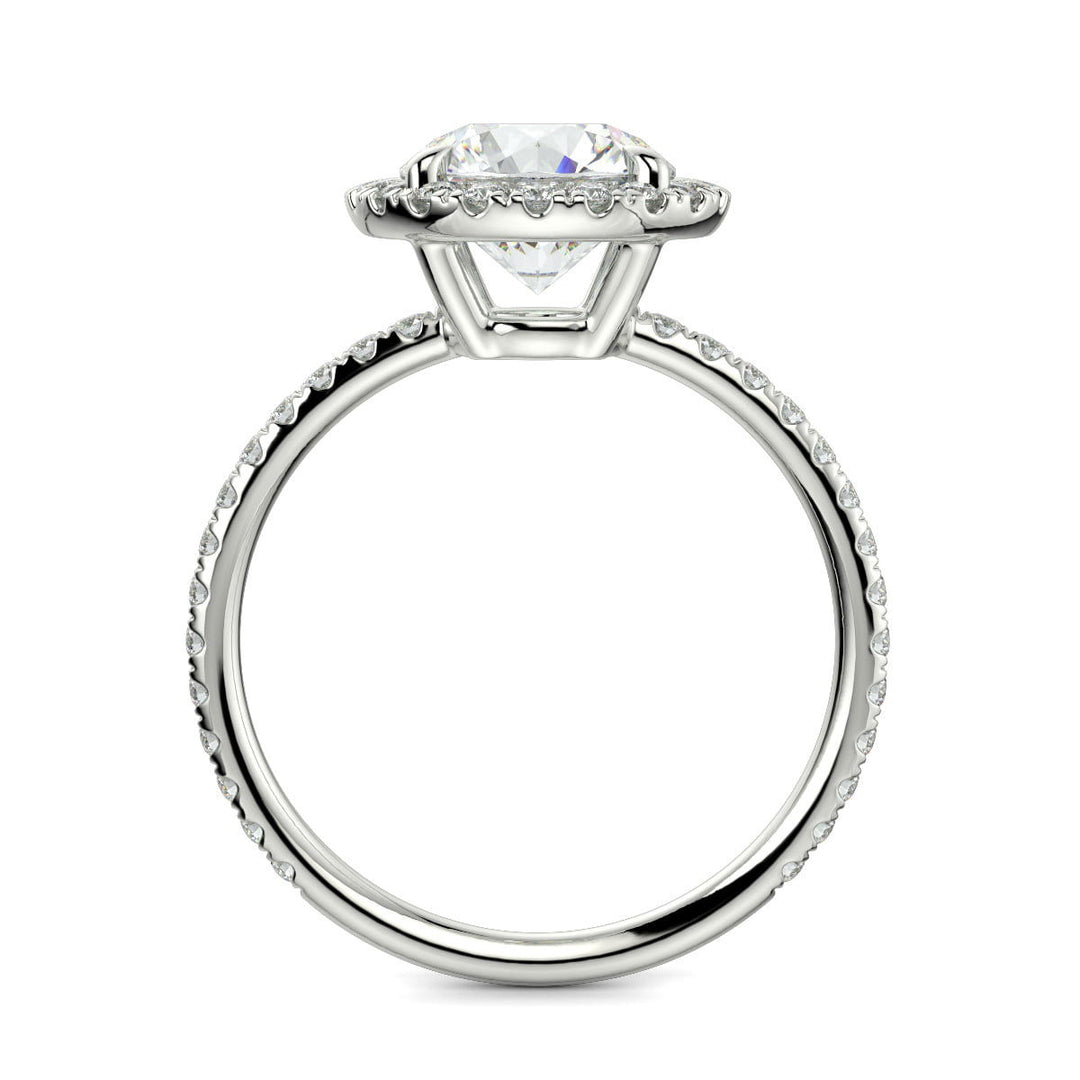 Hanna Round Cut Pave Halo 4 Prong Claw Set Engagement Ring Setting - Nivetta