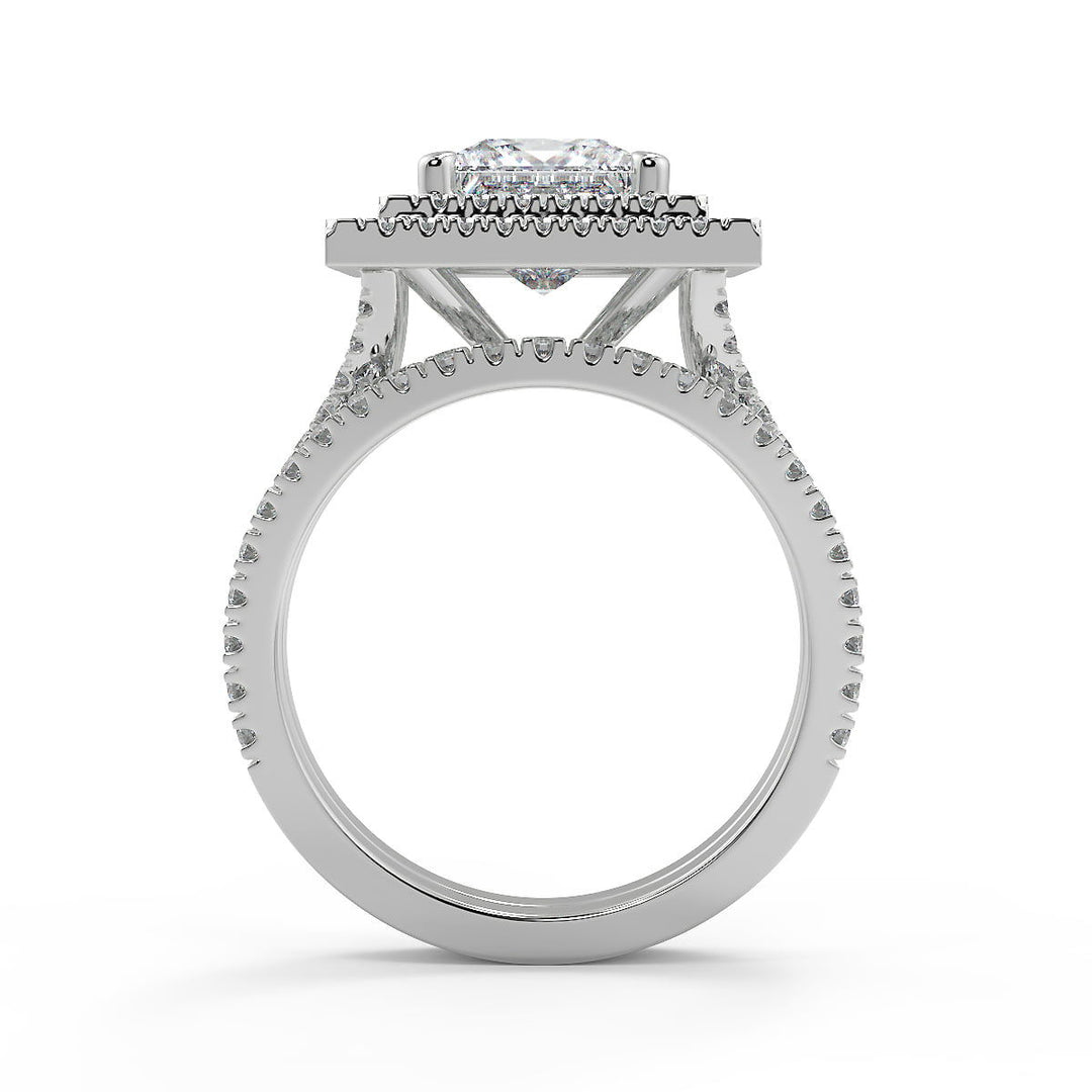 Harley Double Halo Pave Princess Cut Diamond Engagement Ring - Nivetta