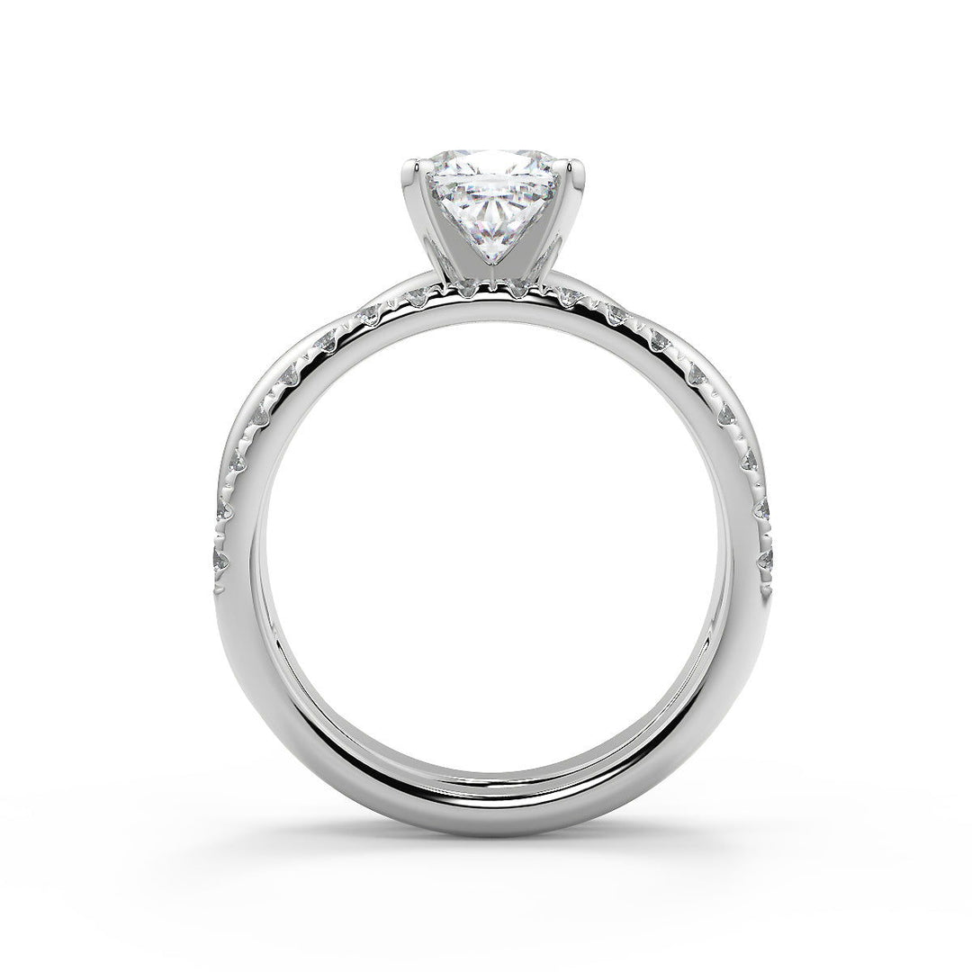 Haylie Infinity Solitaire Rope 4 Prong Cushion Cut Diamond Engagement Ring - Nivetta
