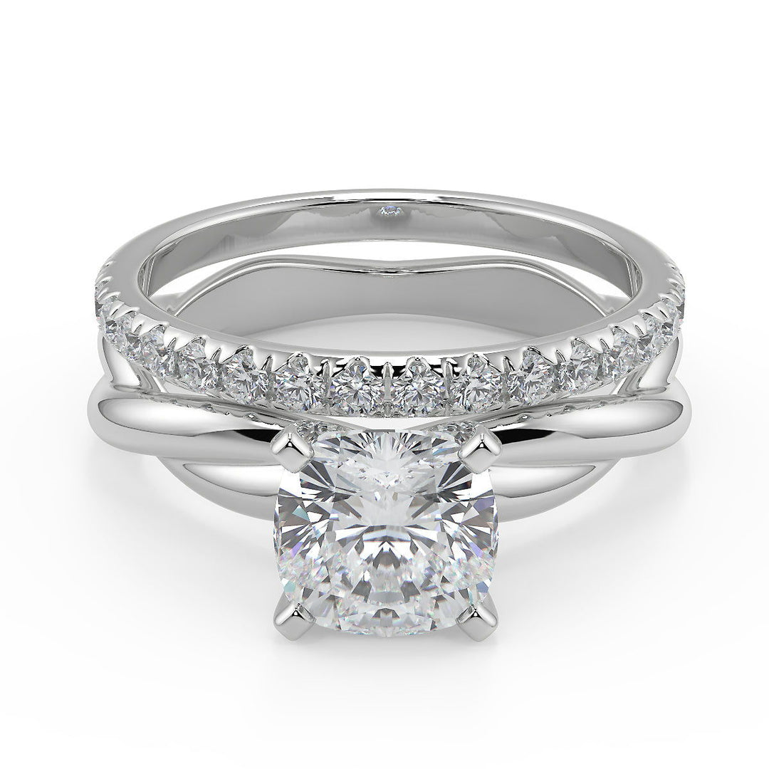 Haylie Infinity Solitaire Rope 4 Prong Cushion Cut Diamond Engagement Ring - Nivetta