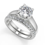 Load image into Gallery viewer, Hazel Trellis 4 Prong Solitaire Round Cut Diamond Engagement Ring - Nivetta