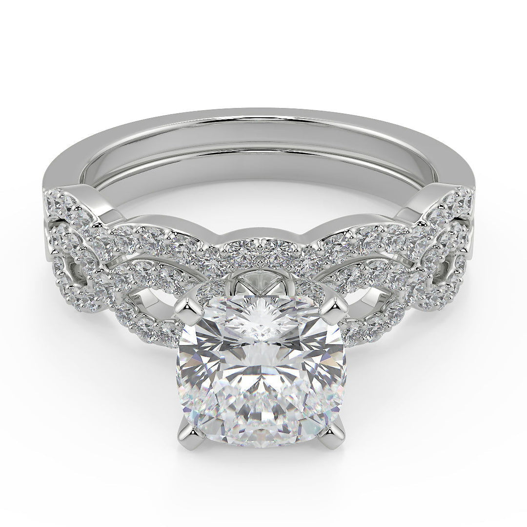 Heather Infinity Pave Cushion Cut Diamond Engagement Ring - Nivetta