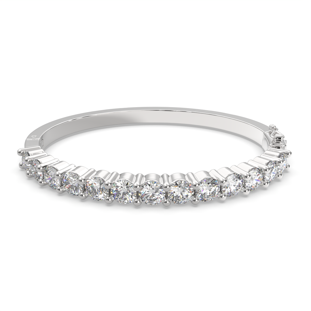Idalia Round Cut Diamond Bangle Bracelet Shared Prong Hinged (6 ctw) - Nivetta