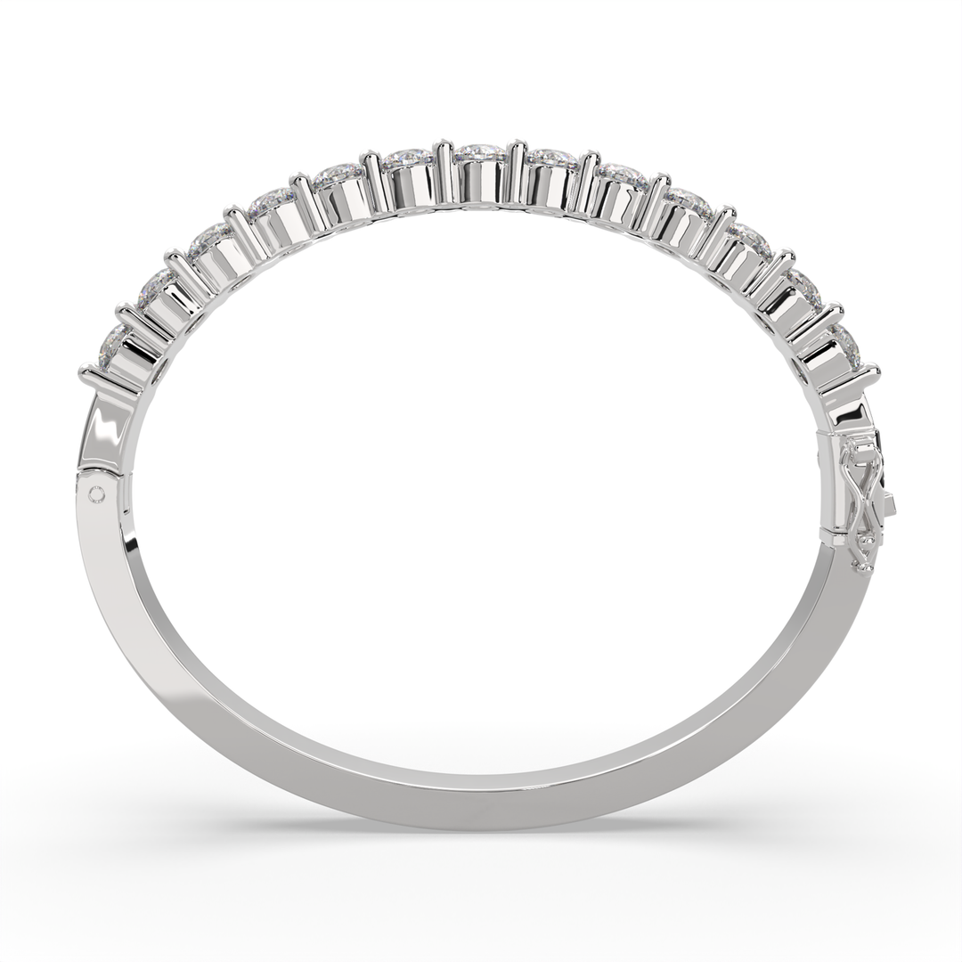 Idalia Round Cut Diamond Bangle Bracelet Shared Prong Hinged (6 ctw) - Nivetta