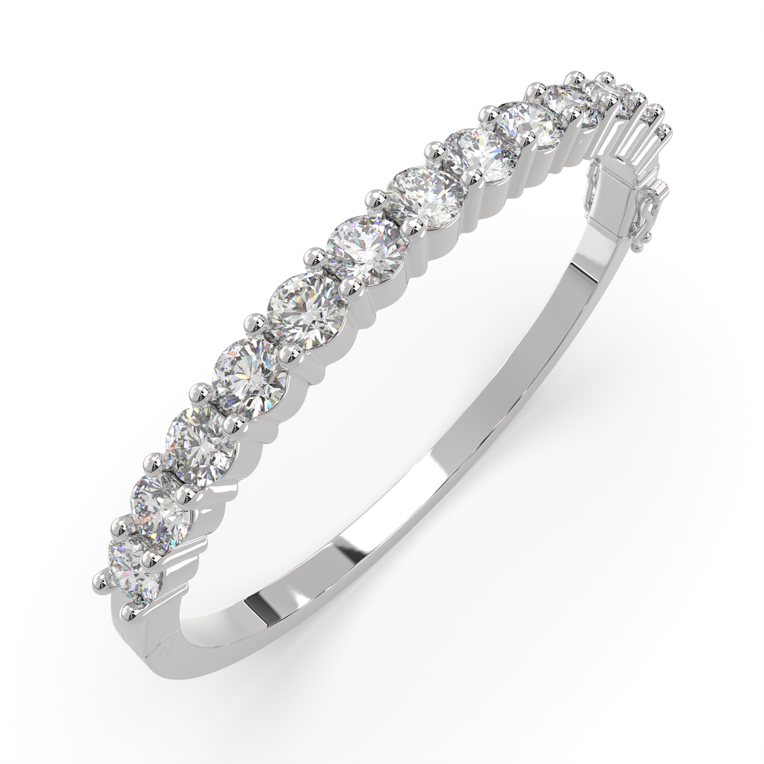 Idalia Round Cut Diamond Bangle Bracelet Shared Prong Hinged (6 ctw) - Nivetta
